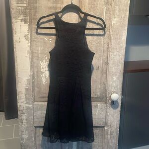 Express black lace zipper front dress